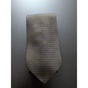 Vintage‎ RODA Italy Silk Tie Necktie Jacquard Textured Stripes Black Orange 60"
